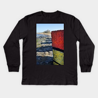 Rubic Cube painted on a WWII tank defence block - Bamburgh, UK Kids Long Sleeve T-Shirt